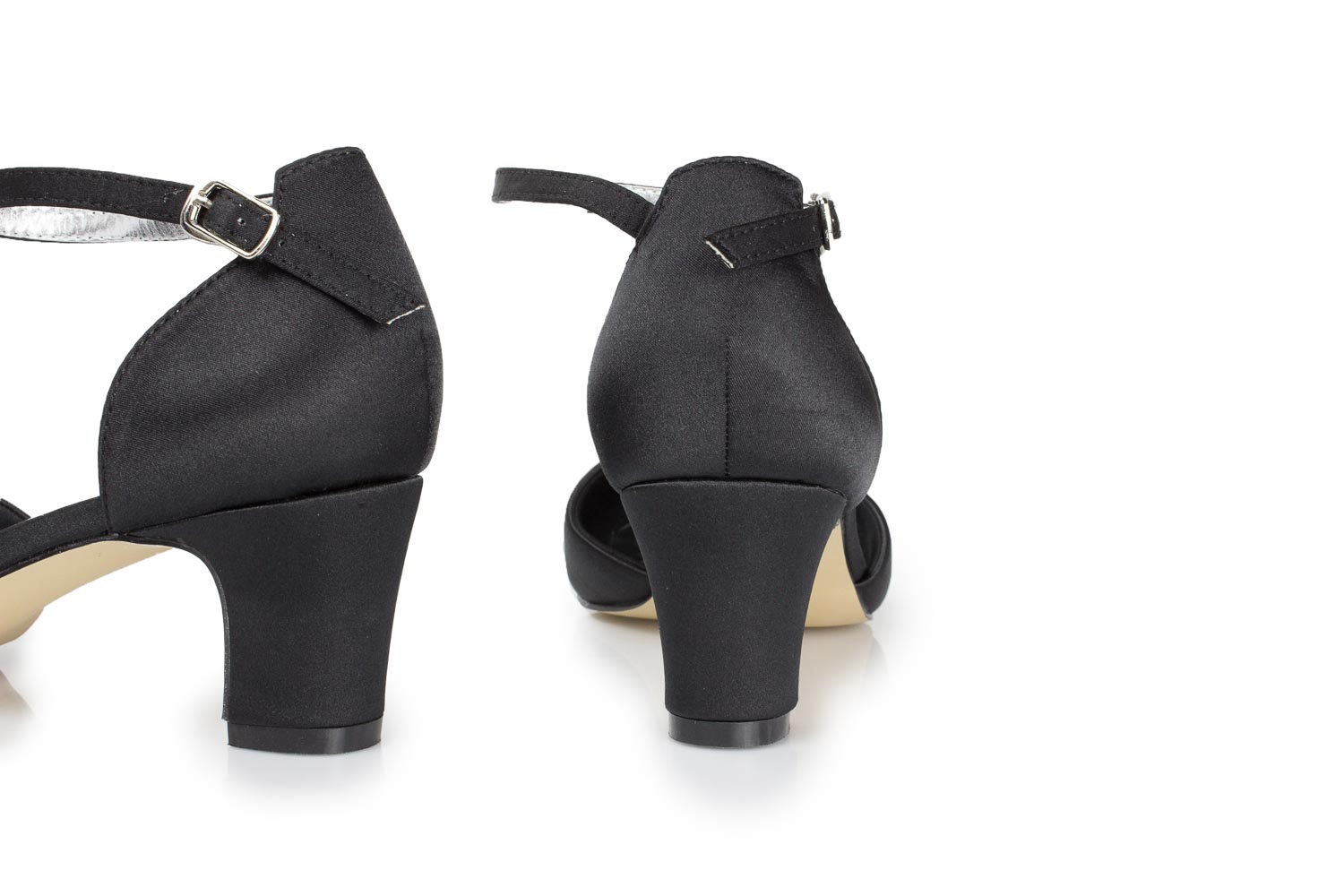 White Lady Riemchen Pumps Athena schwarz Satin