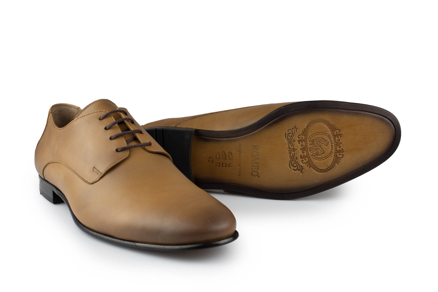 Derby Herrenschuhe Dario cognac Ledersohle