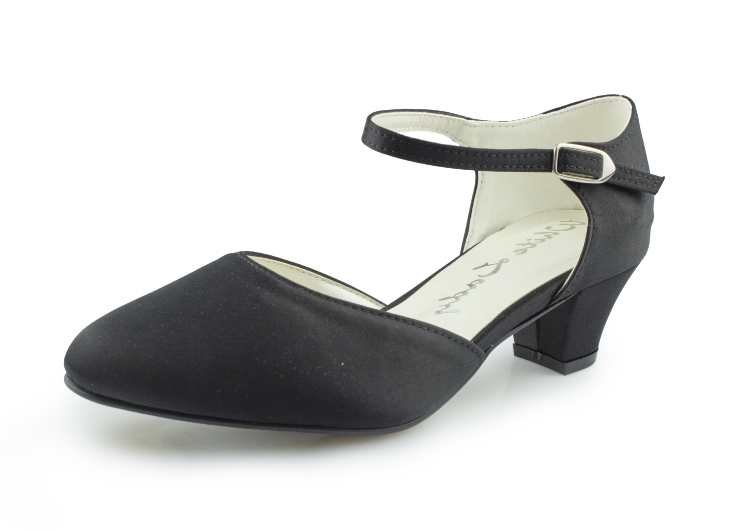 850-schwarz-a-neu-klein weite Pumps Annabell schwarz Satin