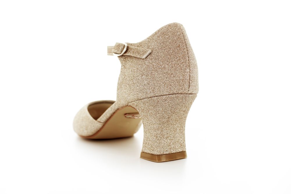 255-Glitter-champagner-e Riemchen Pumps Happy champagner Glitter