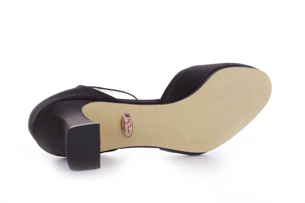 255-schwarz-c bequeme Riemchen Pumps Happy schwarz Satin