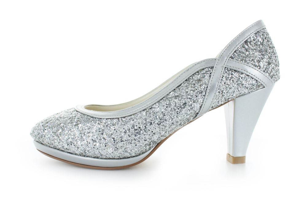 832-silber bequeme Pumps Kim silber Glitter