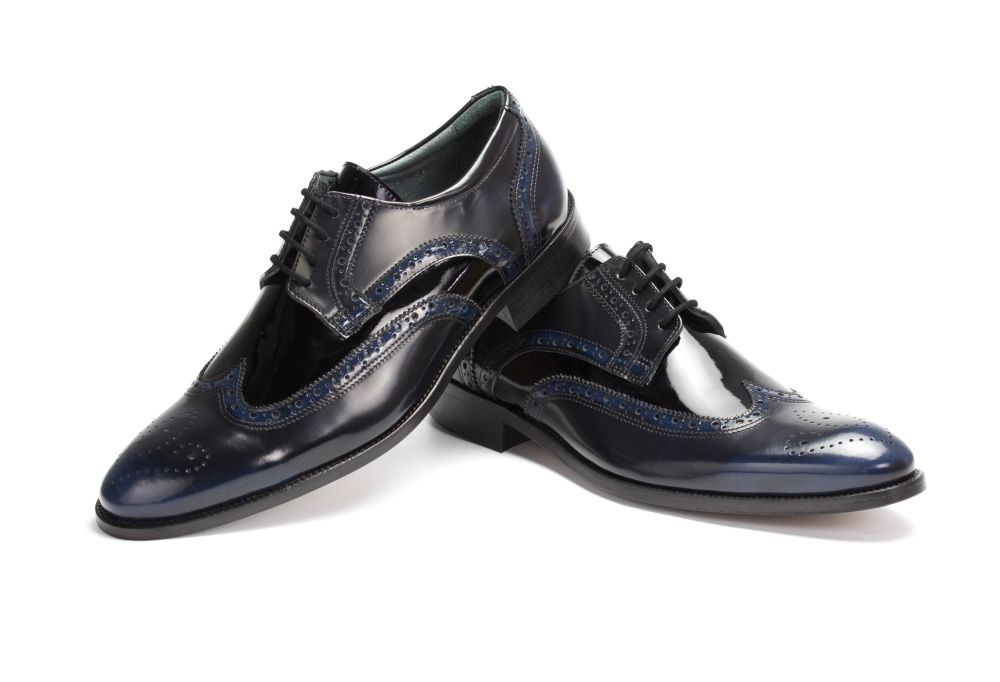 485-blau-schwarz-Brush-Lack-5 Herrenschuhe Budapester blau-schwarz Brush Lack