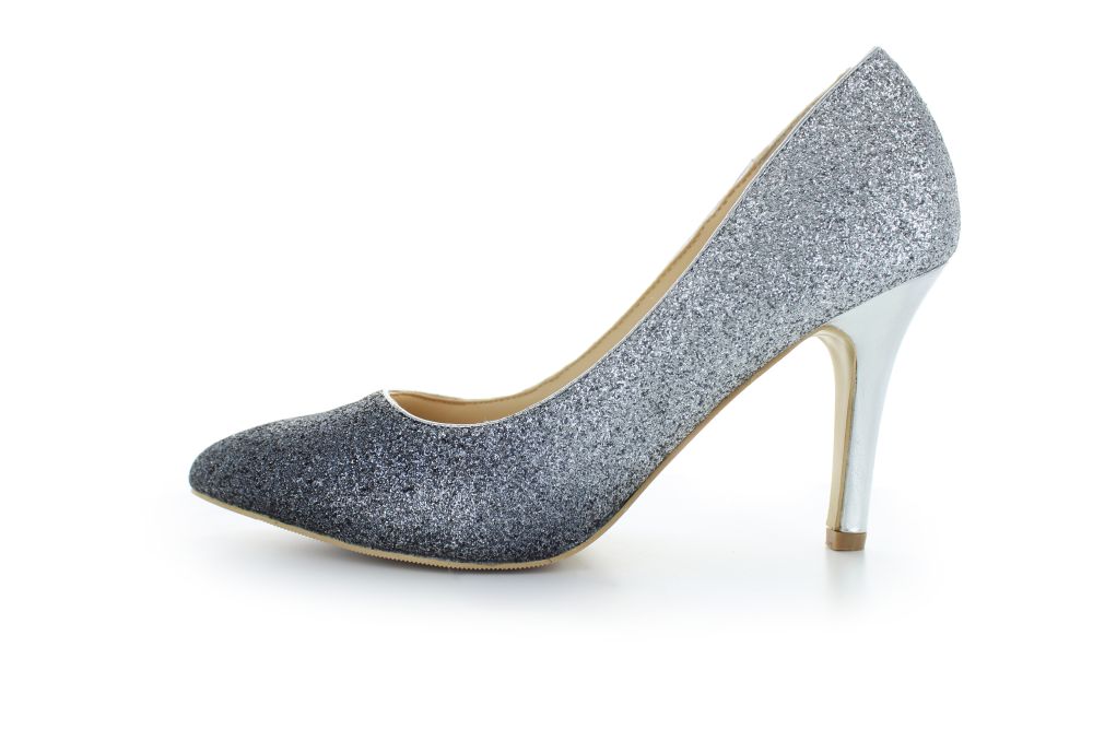 Glitter Pumps Alexandra silber schwarz