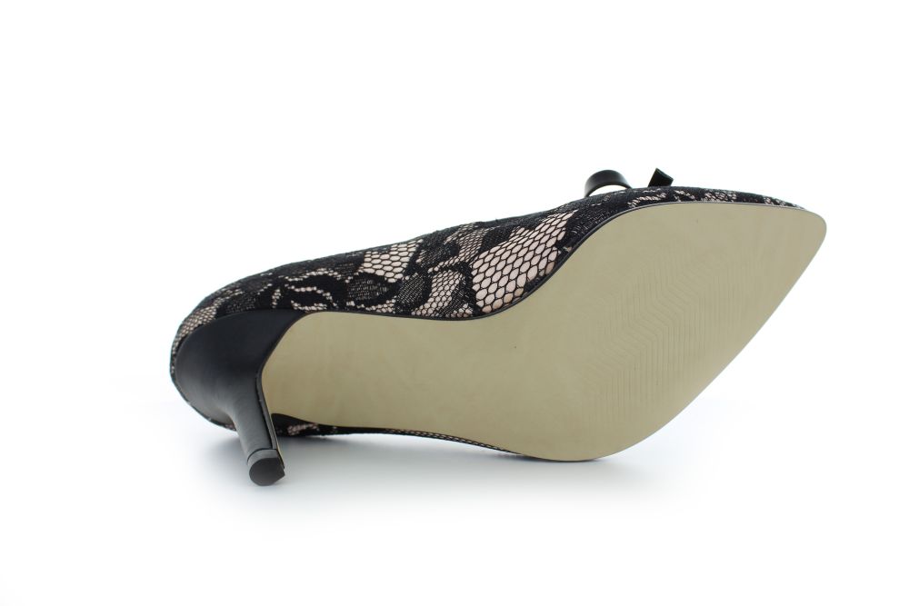 716-schwarz-nude-c Vintage Pumps Rosaline schwarz-nude Spitze