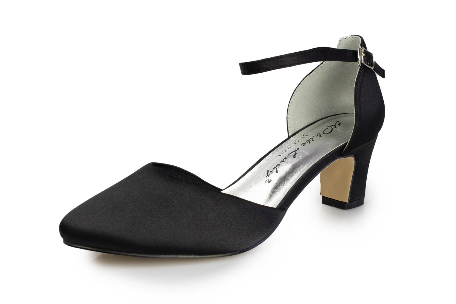White Lady Riemchen Pumps Athena schwarz Satin