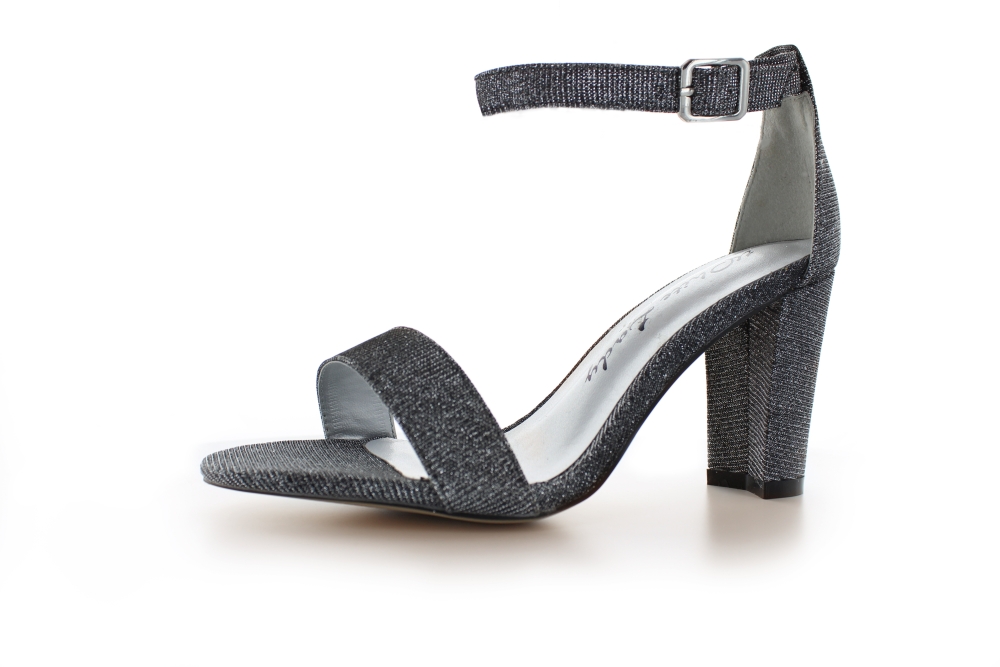 Glitter Sandalette Zoe schwarz-silber