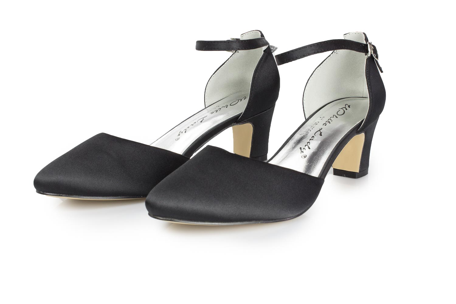 White Lady Riemchen Pumps Athena schwarz Satin