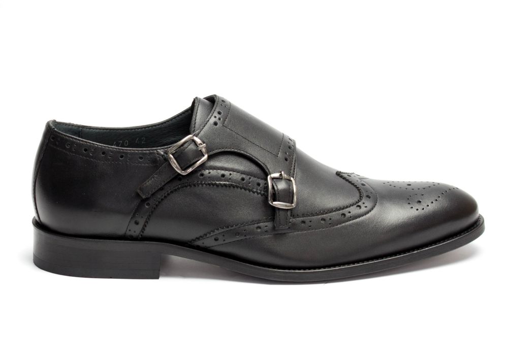 470-schwarz-8 Double Monkstrap schwarz Nappaleder