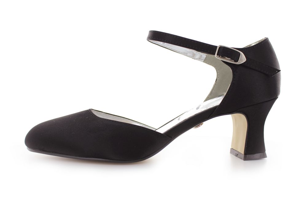 bequeme Riemchen Pumps Happy schwarz Satin