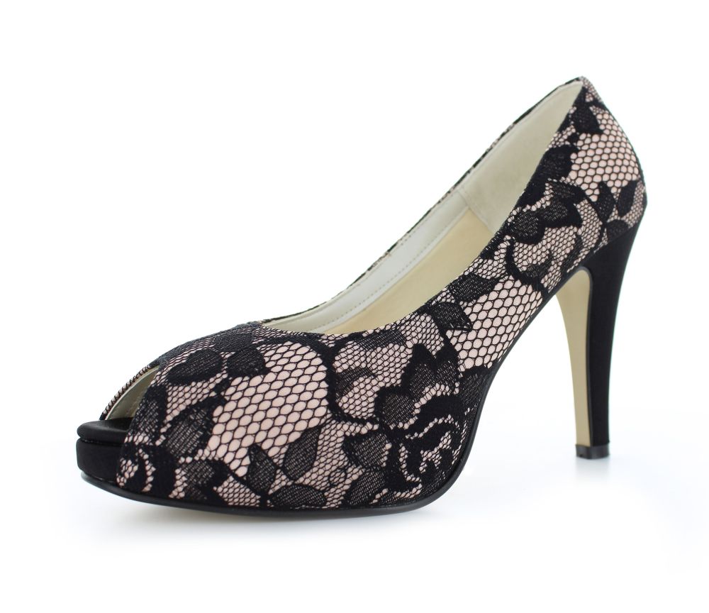 715-schwarz-nude-a Vintage Pumps Silvana schwarz-nude
