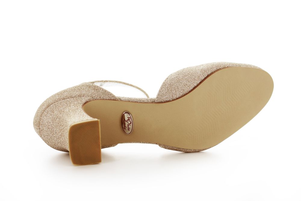 255-Glitter-champagner-c Riemchen Pumps Happy champagner Glitter