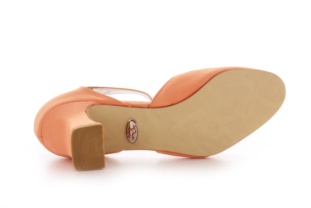 255-apfelsine-c bequeme Riemchen Pumps Happy apfelsine Satin