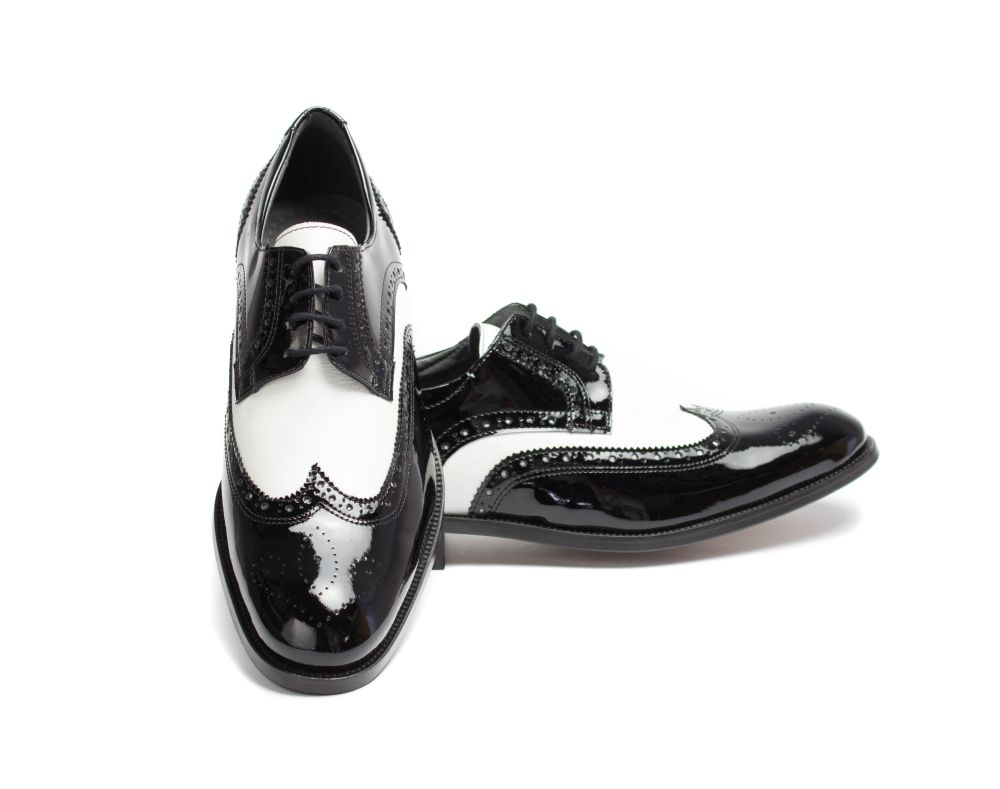 485-schwarz-weiss-Lack-Perlato-6 Herrenschuhe Budapester schwarz-weiß Lackleder