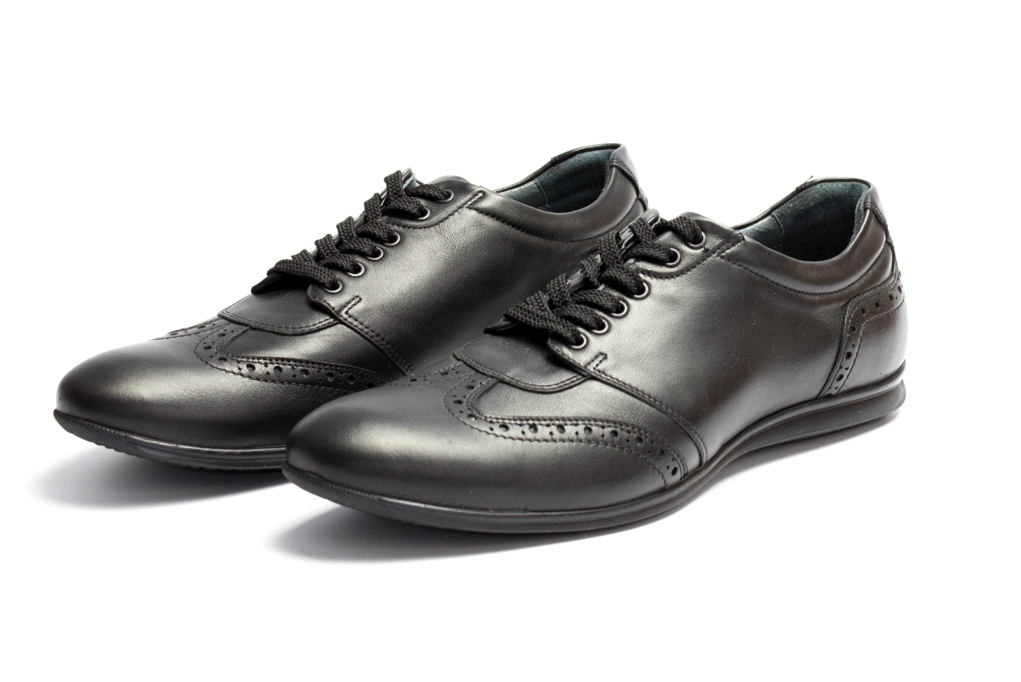 311-schwarz-6 Herren Leder Sneaker schwarz