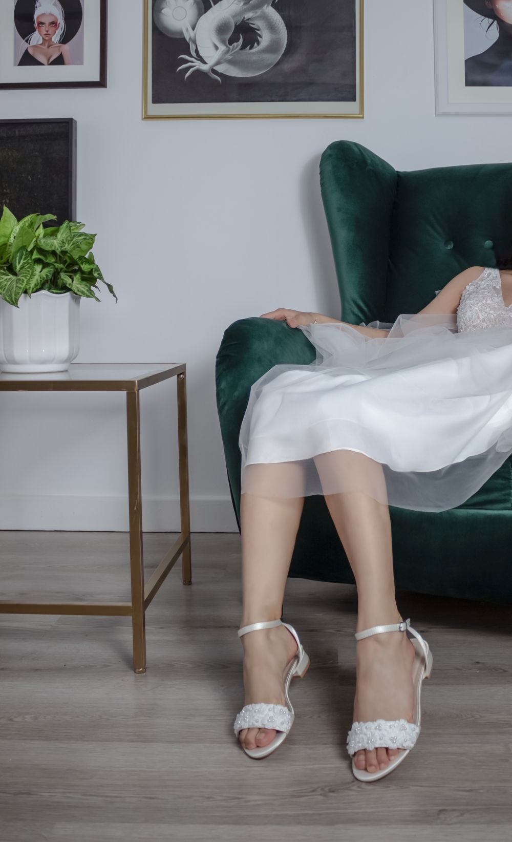 flache Brautsche Yuki ivory Satin