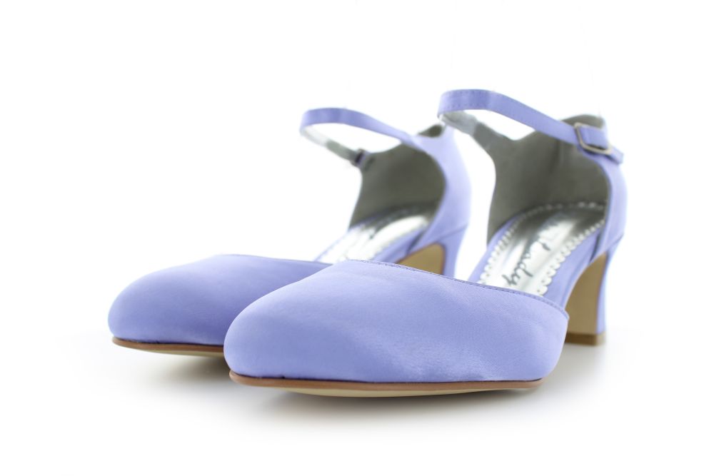 255-lila-d Riemchen Pumps Happy lila Satin