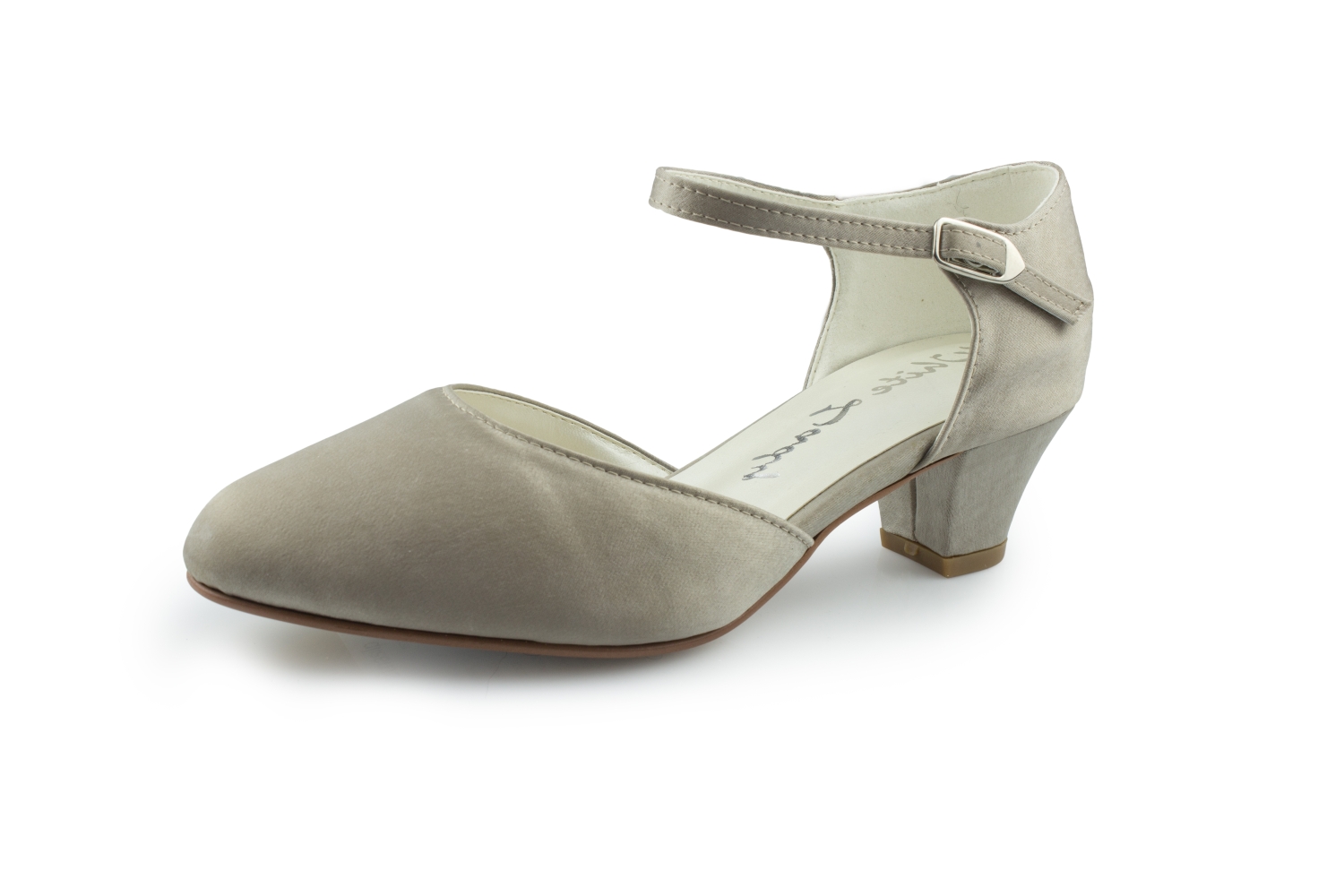 850-taupe-a-neu-klein weite Pumps Annabell  taupe Satin