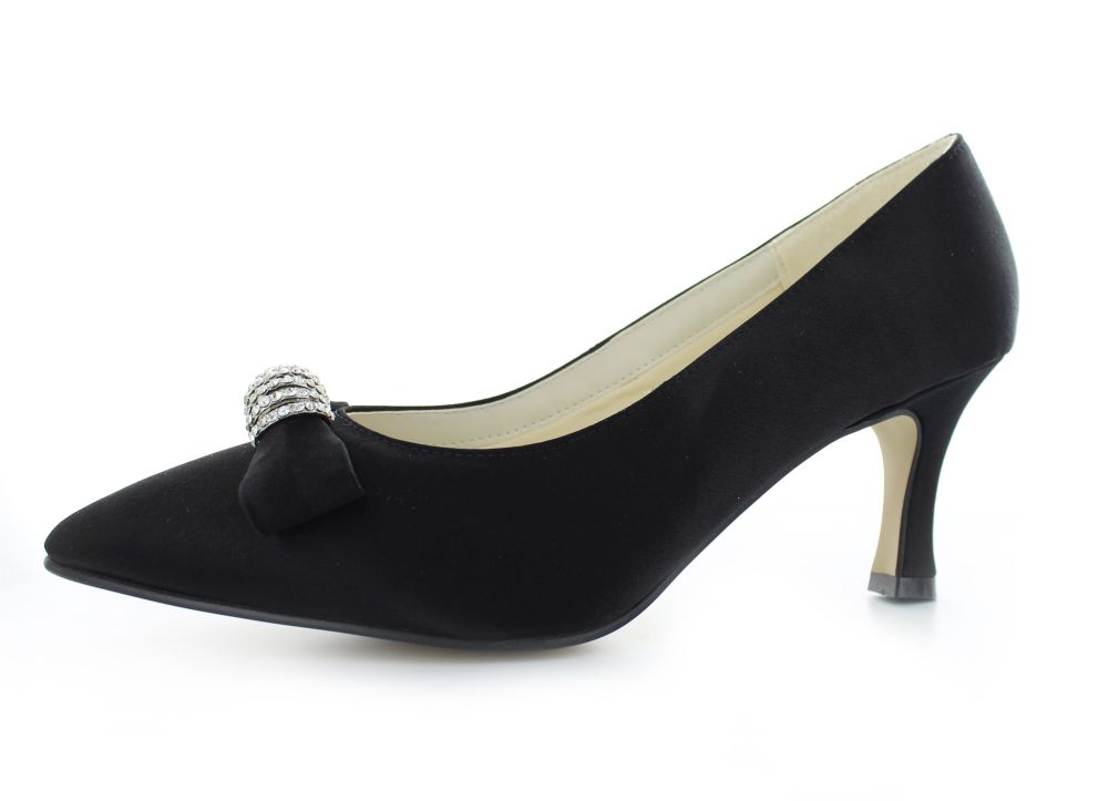 705-schwarz-a Vintage Pumps Igrid schwarz Satin