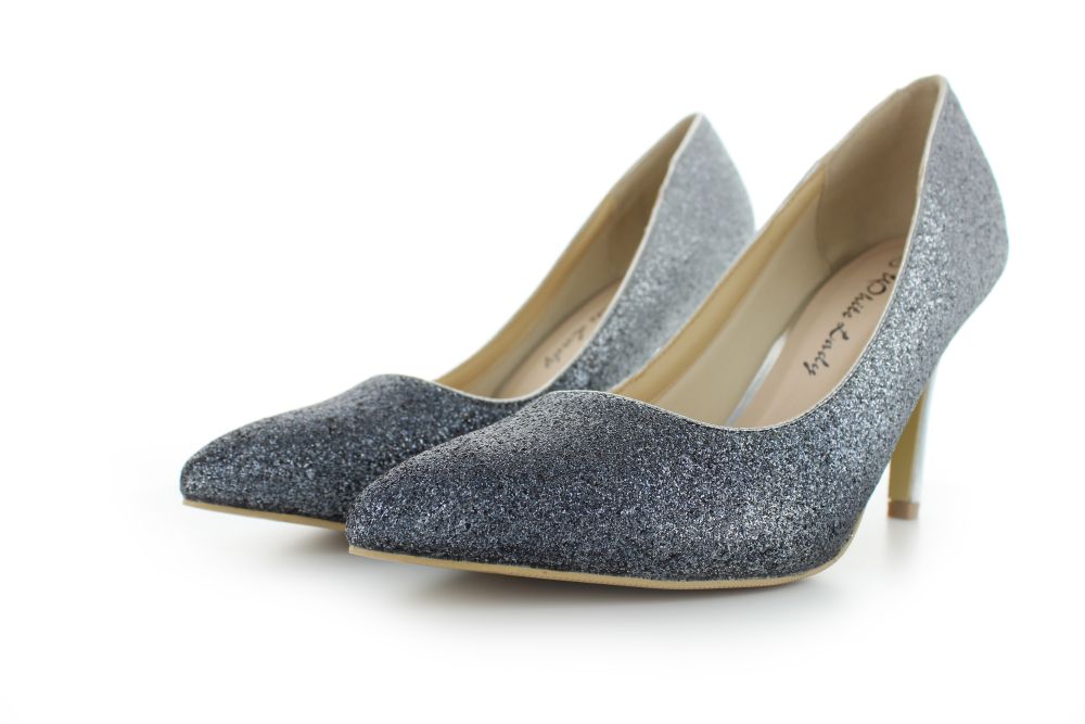Glitter Pumps Alexandra silber schwarz