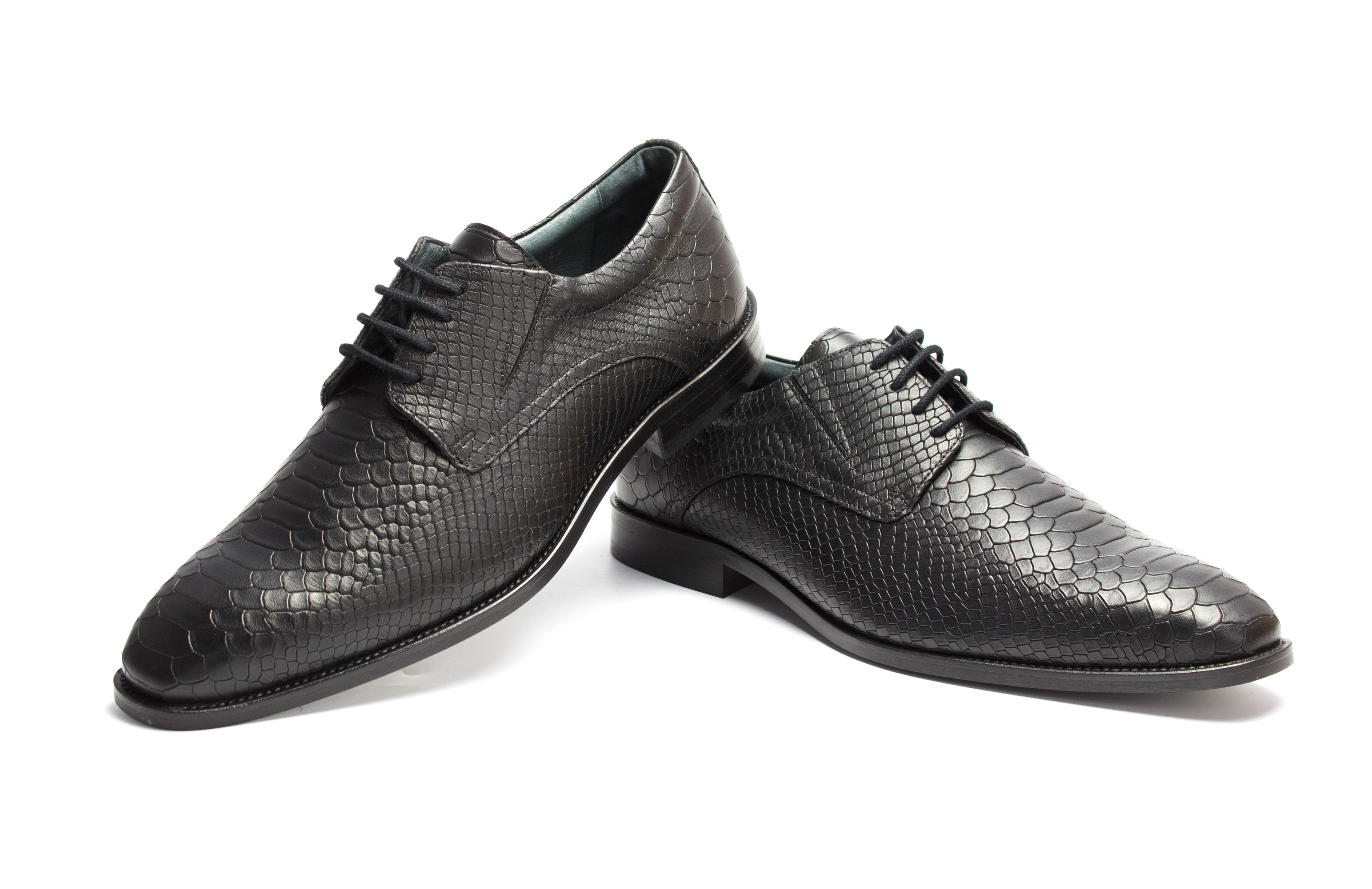 495-schwarz-Kroko-5 Derbyschuhe Ace-TS schwarz Schlange