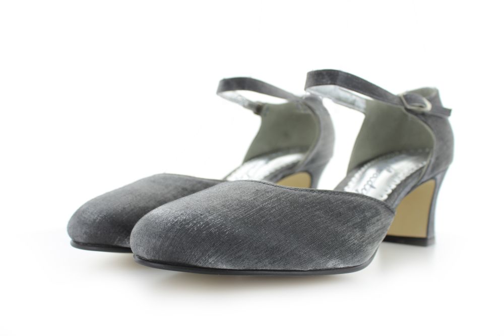 255-silber-d Riemchen Pumps Happy silber Satin