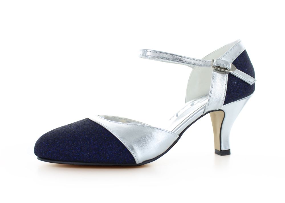 Riemchen Pumps Helena silber-zauberblau