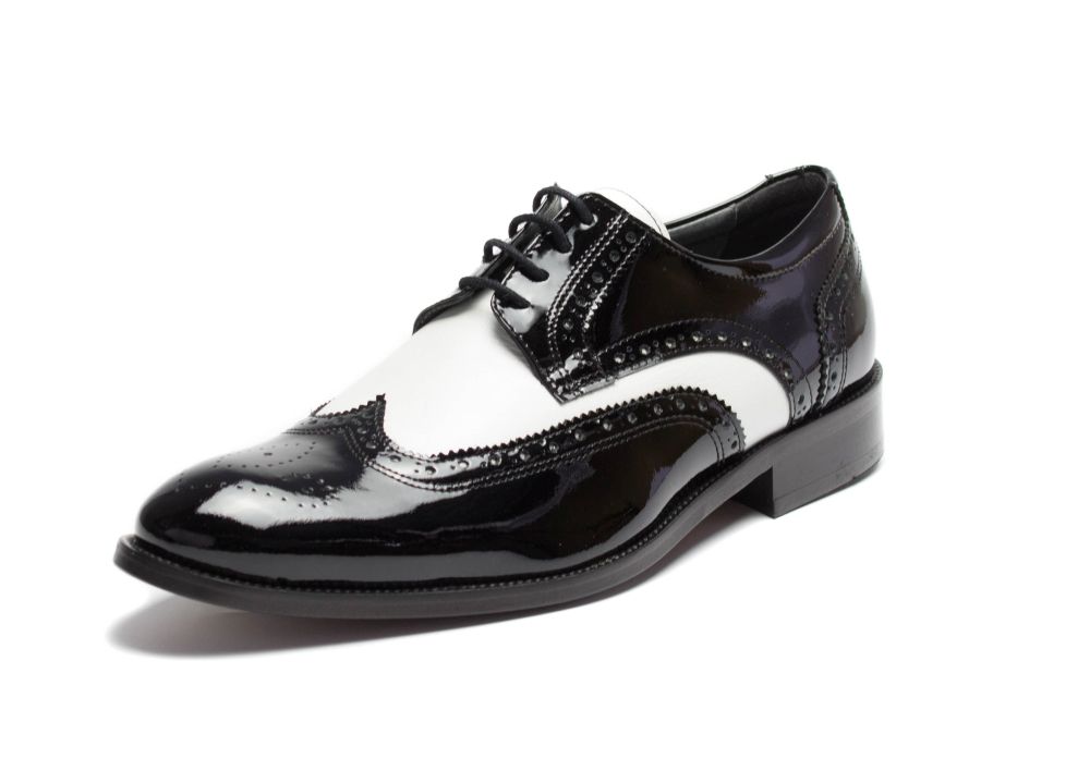 485-schwarz-weiss-Lack-Perlato-2 Herrenschuhe Budapester schwarz-weiß Lackleder