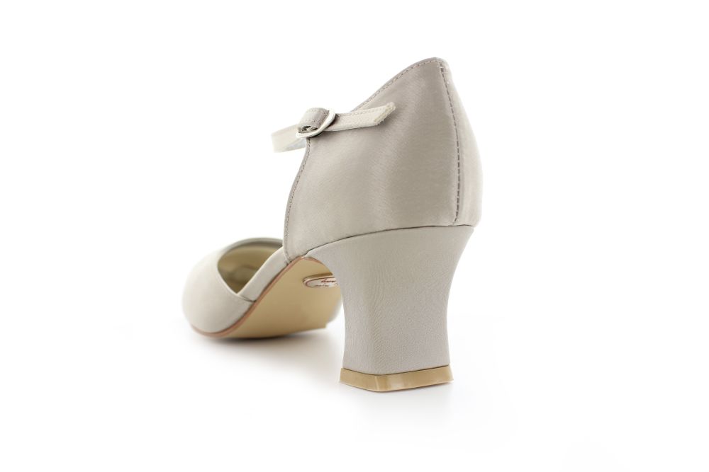 255-taupe-e Riemchen Pumps Happy taupe Satin