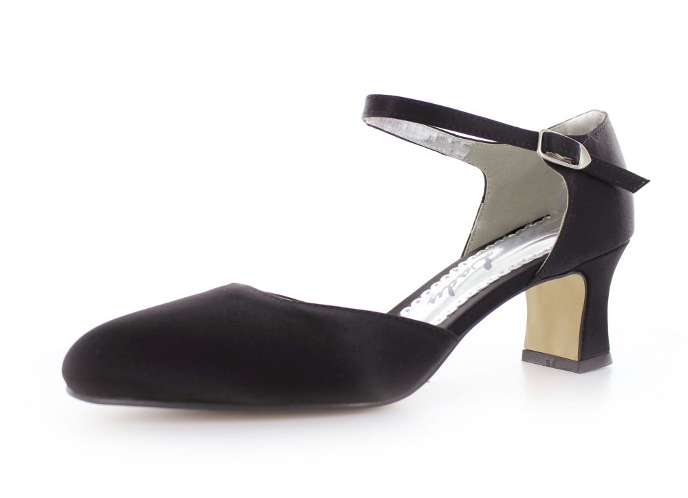 bequeme Riemchen Pumps Happy schwarz Satin
