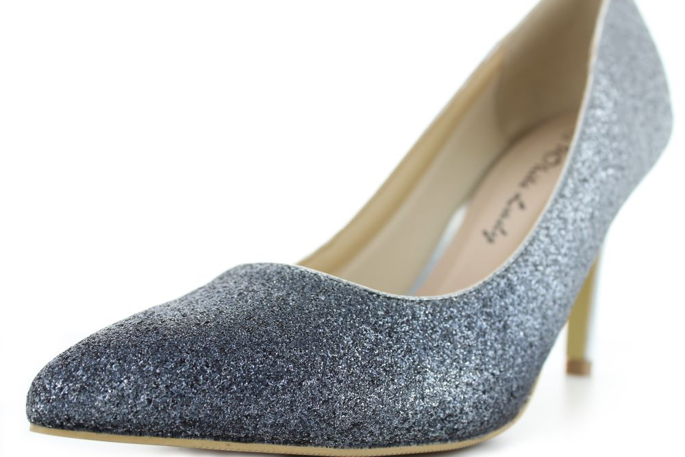 Glitter Pumps Alexandra silber schwarz