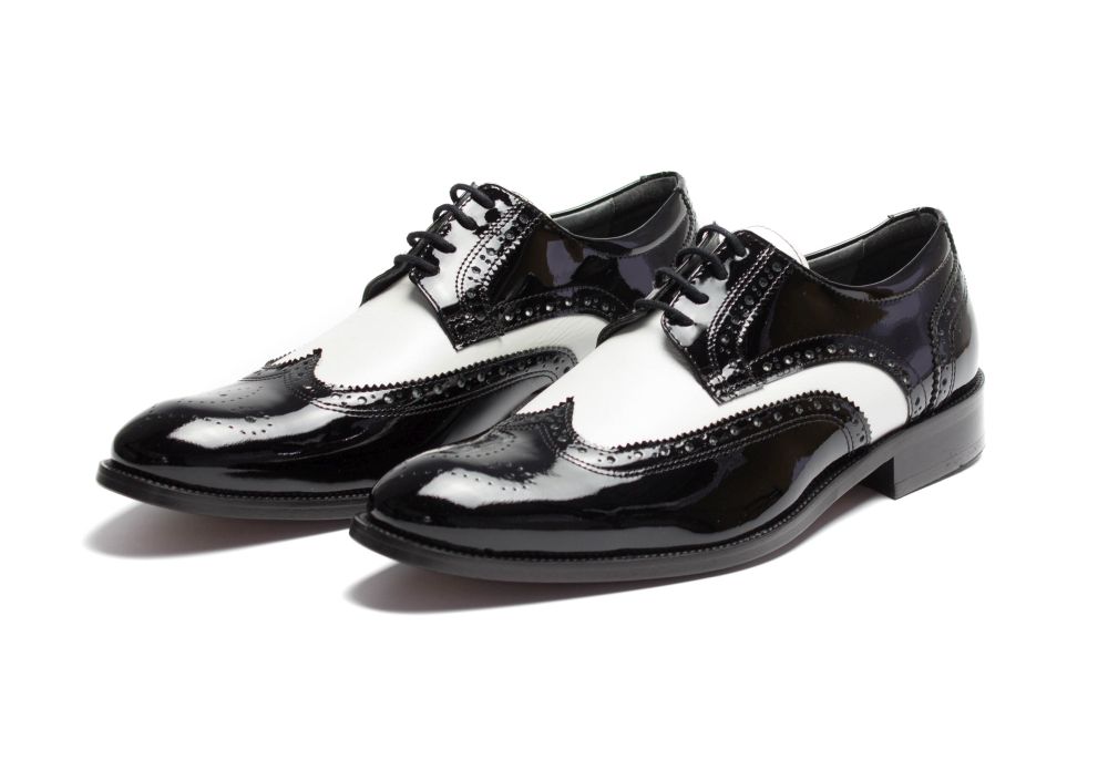 485-schwarz-weiss-Lack-Perlato-3 Herrenschuhe Budapester schwarz-weiß Lackleder