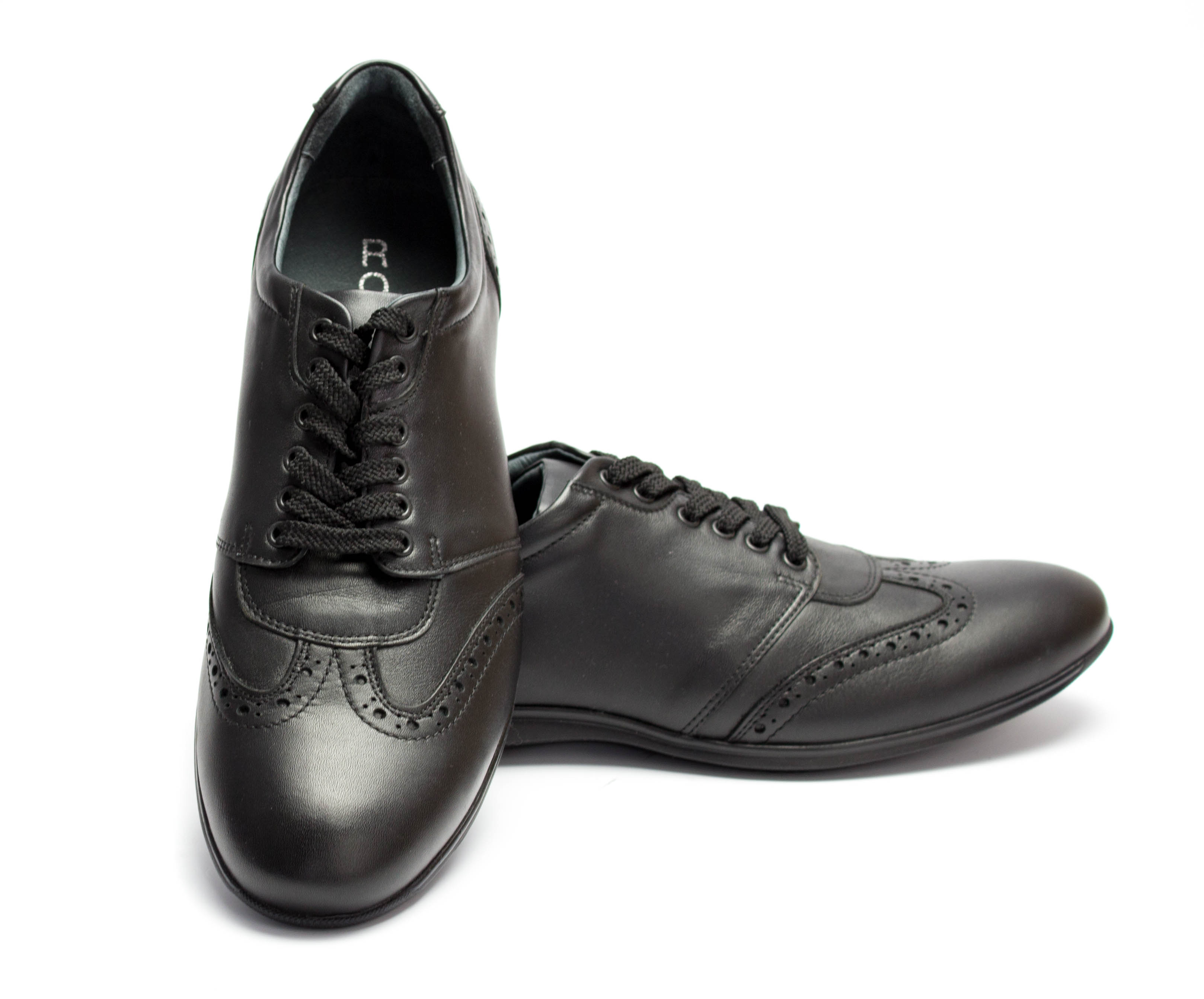 311-schwarz-9 Herren Leder Sneaker schwarz