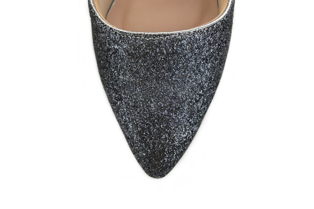 Glitter Pumps Alexandra silber schwarz