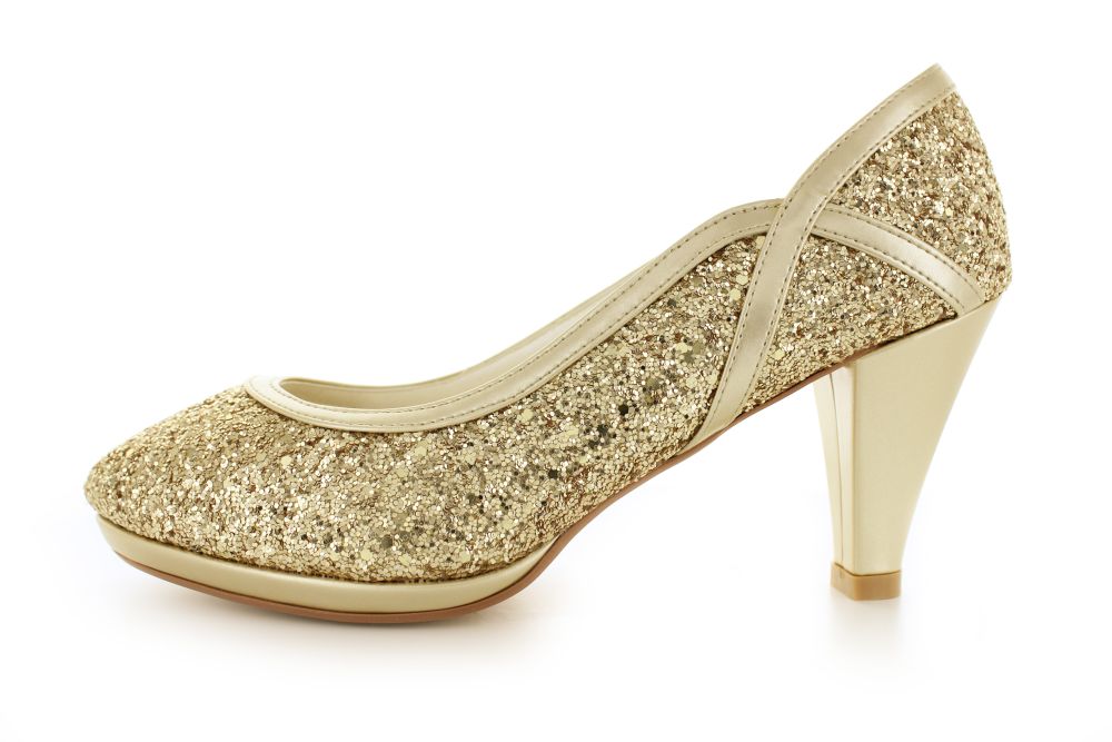 832-Glitter-gold Glitter Pumps Kim gold