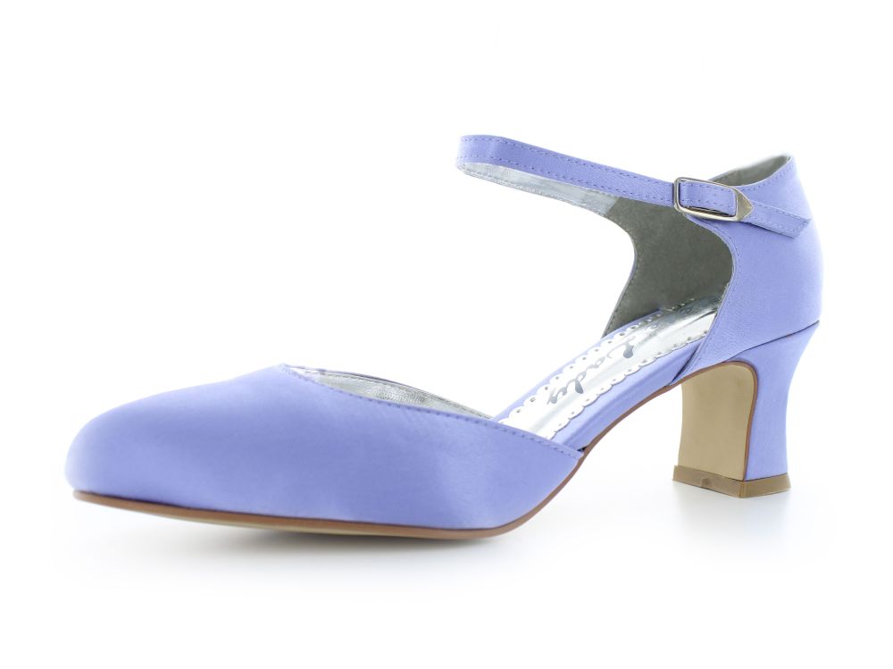 255-lila-a Riemchen Pumps Happy lila Satin