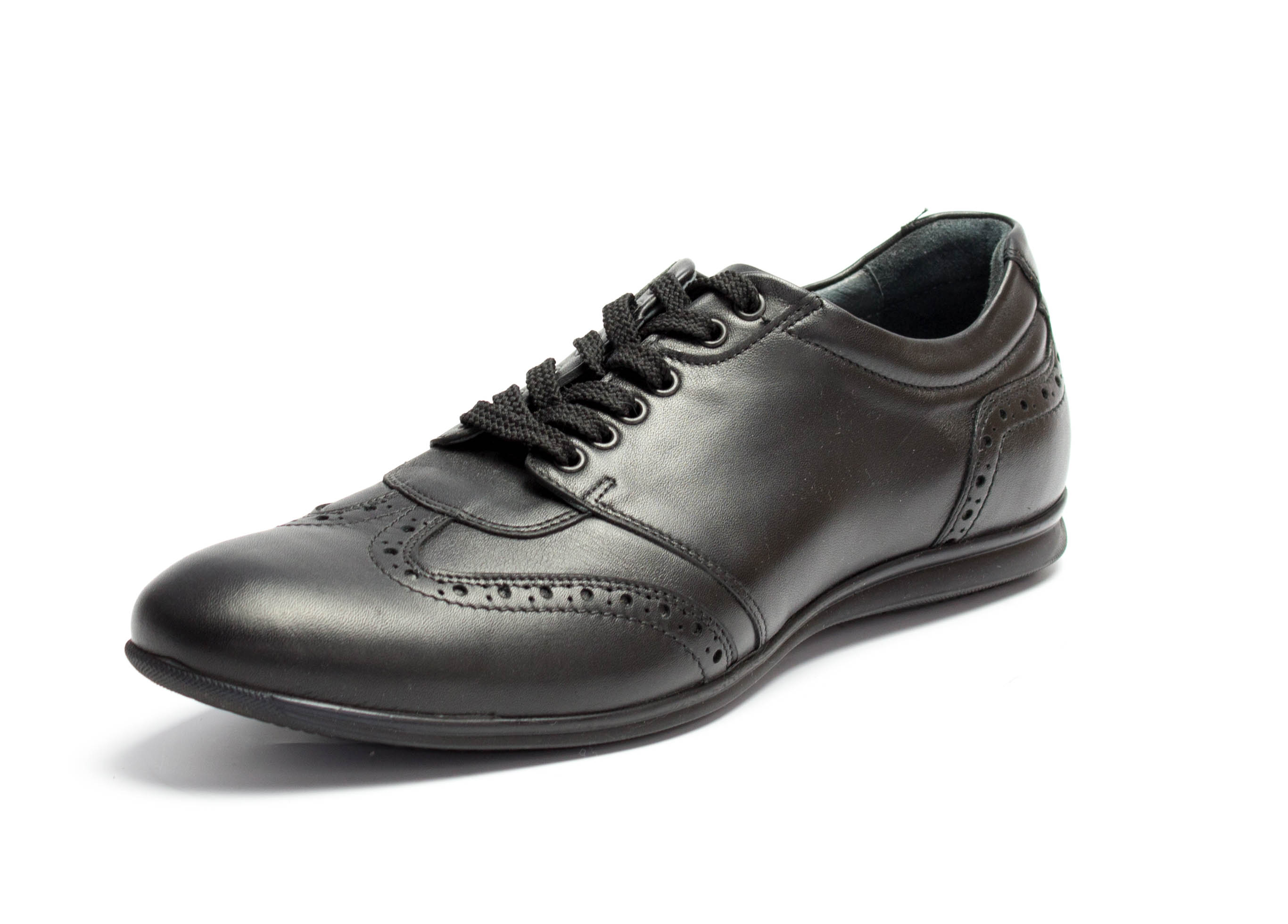 311-schwarz-5 Herren Leder Sneaker schwarz