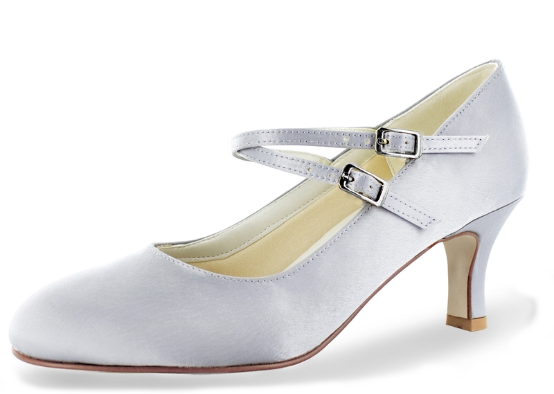 251-Satin-platin Spangen Pumps Valeria platin Satin