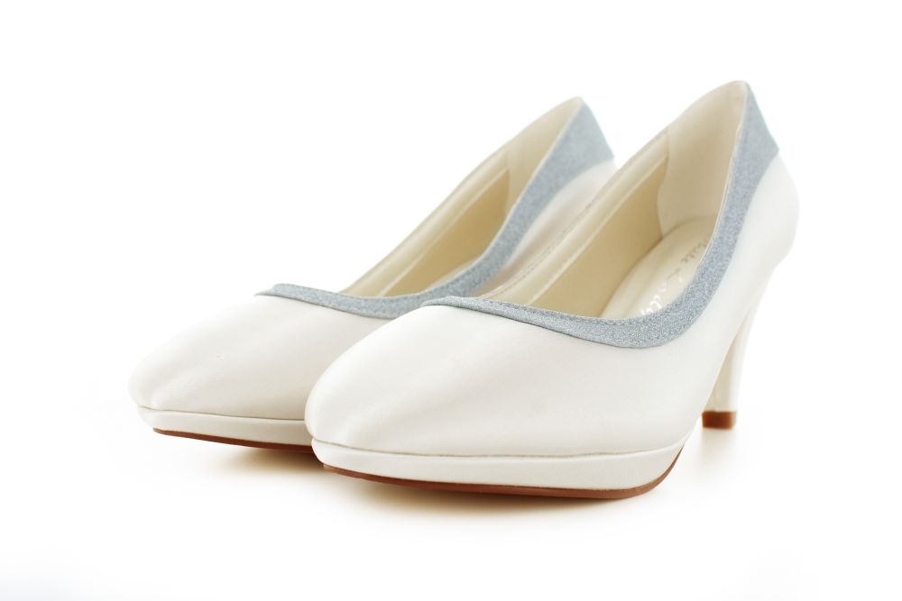 838-ivory-silber-d Brautschuhe Salome ivory-silber Satin Glitter