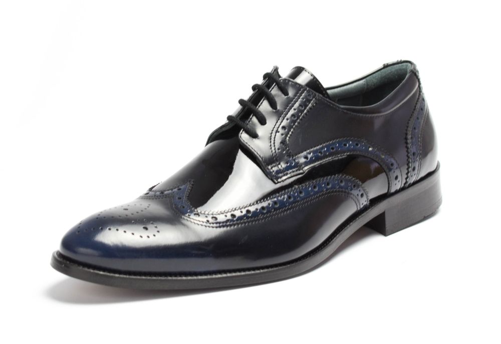 485-blau-schwarz-Brush-Lack-1 Herrenschuhe Budapester blau-schwarz Brush Lack