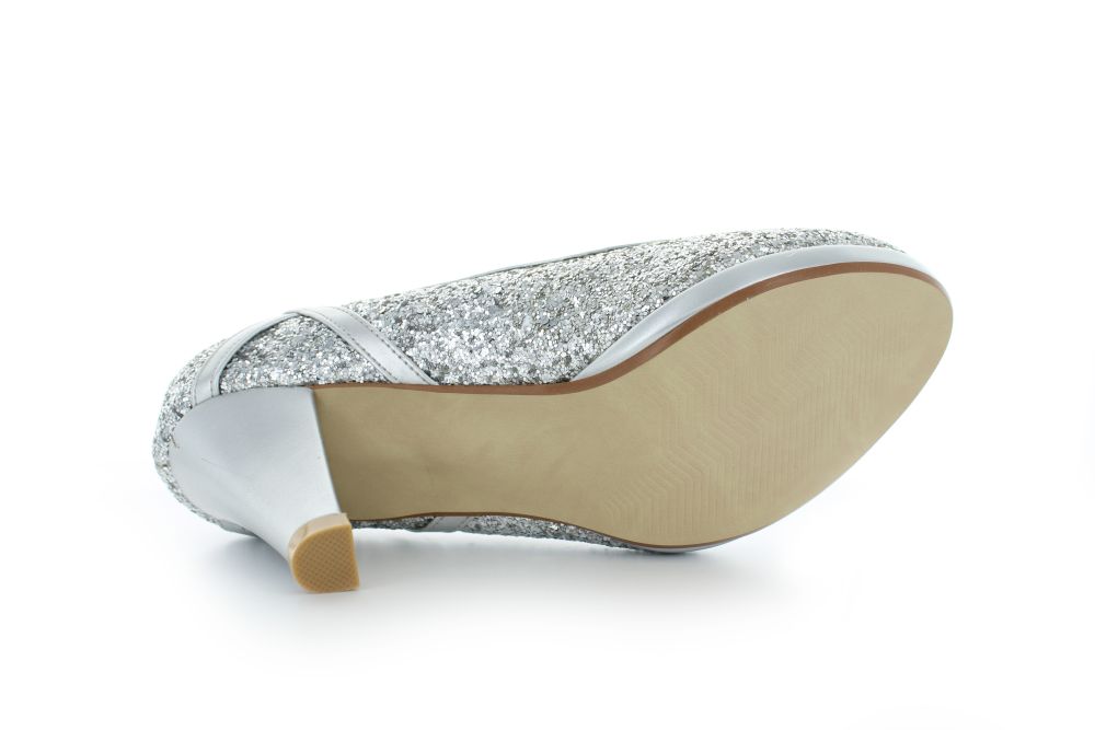 832-silber-c bequeme Pumps Kim silber Glitter