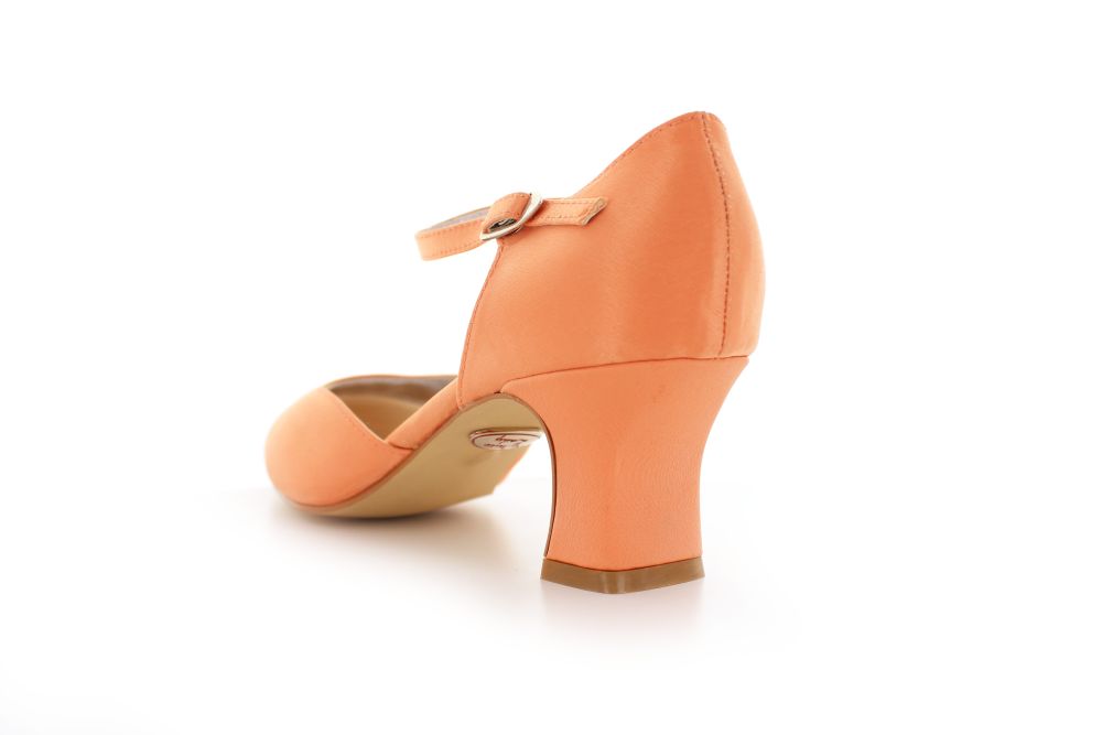 255-apfelsine-e bequeme Riemchen Pumps Happy apfelsine Satin