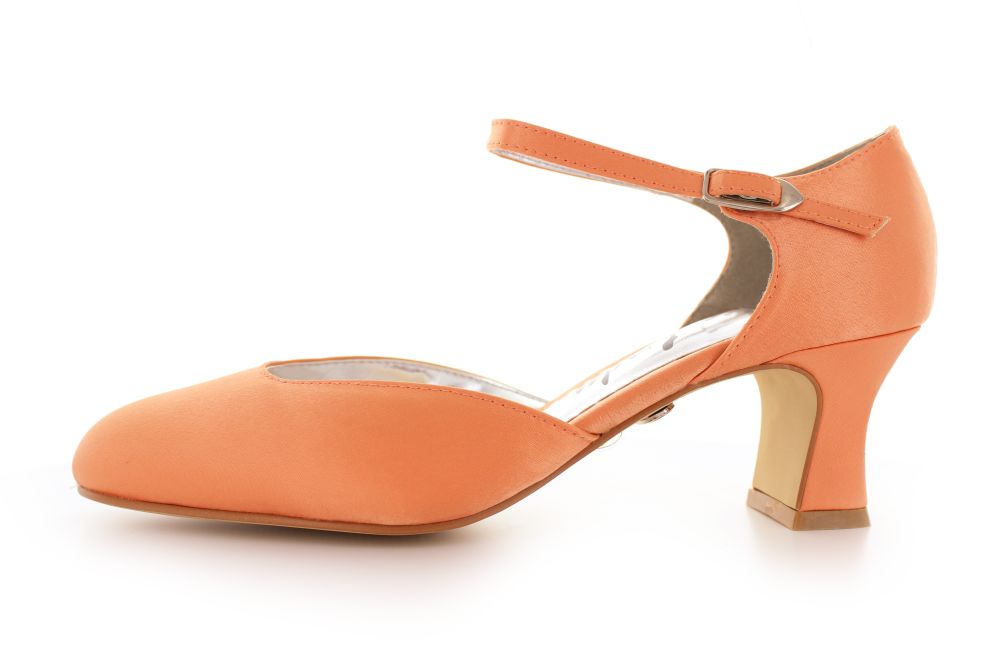 255-apfelsine bequeme Riemchen Pumps Happy apfelsine Satin