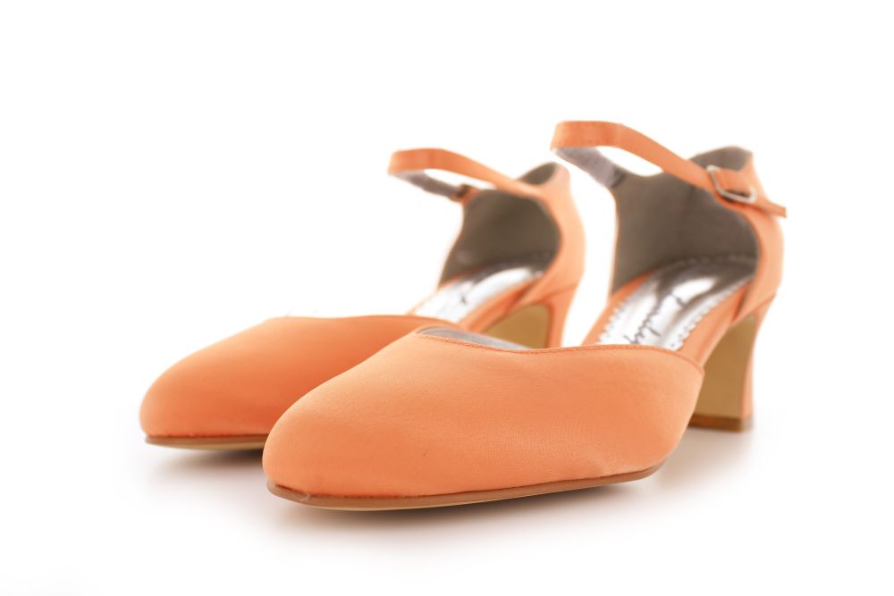 255-apfelsine-d bequeme Riemchen Pumps Happy apfelsine Satin