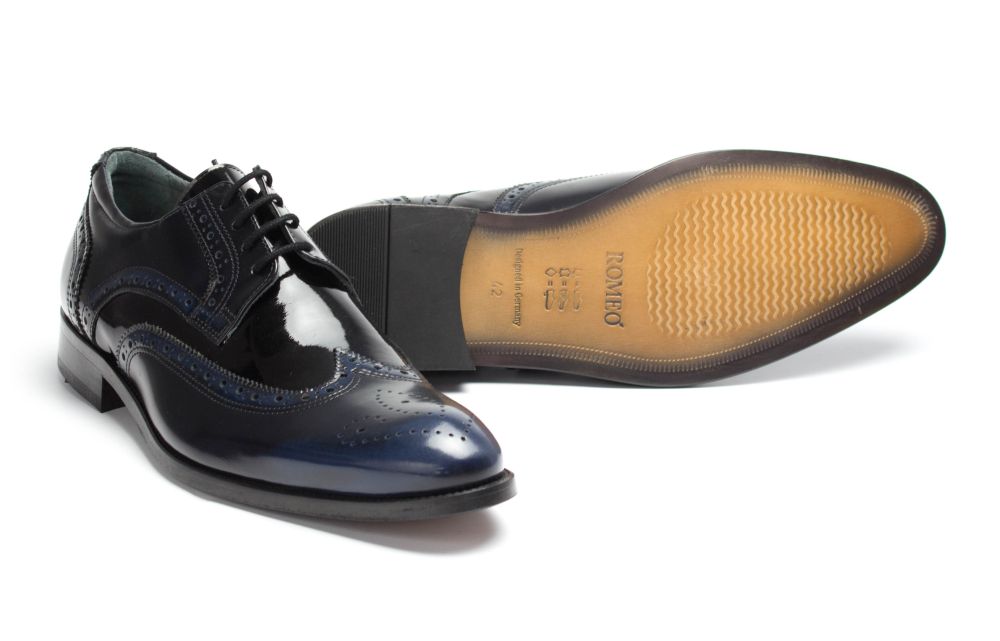 485-blau-schwarz-Brush-Lack-3 Herrenschuhe Budapester blau-schwarz Brush Lack