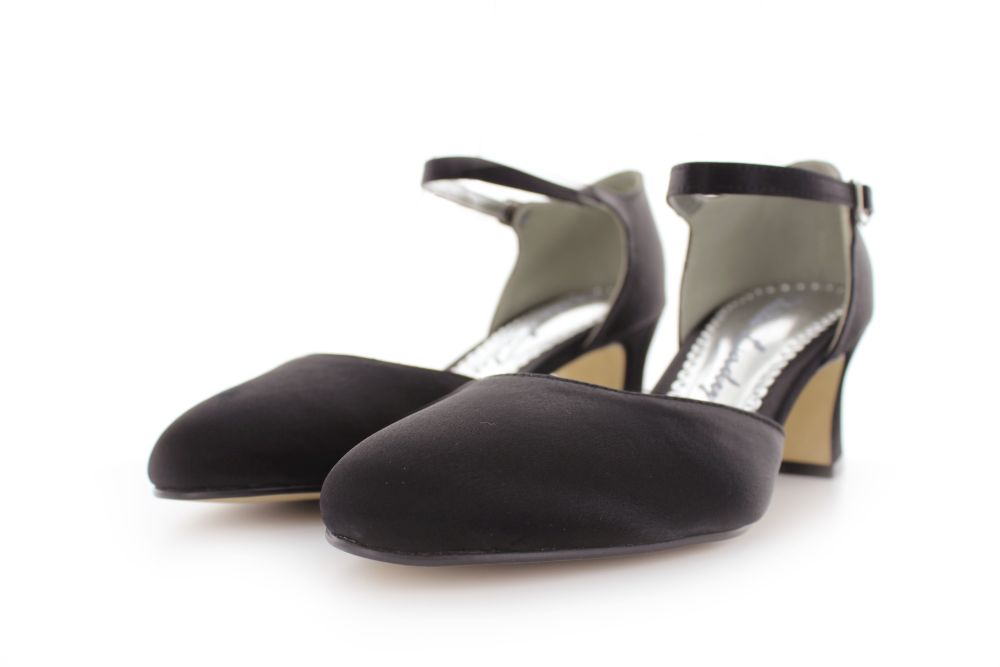 bequeme Riemchen Pumps Happy schwarz Satin