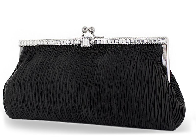 Satin Vintage Handtasche Eva schwarz