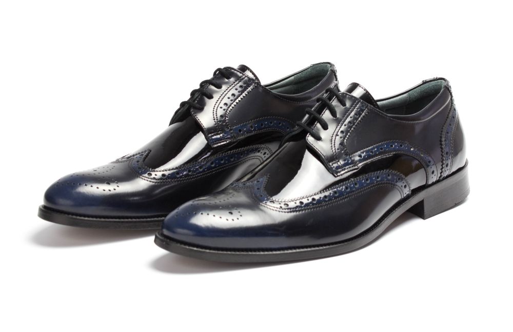 485-blau-schwarz-Brush-Lack-2 Herrenschuhe Budapester blau-schwarz Brush Lack