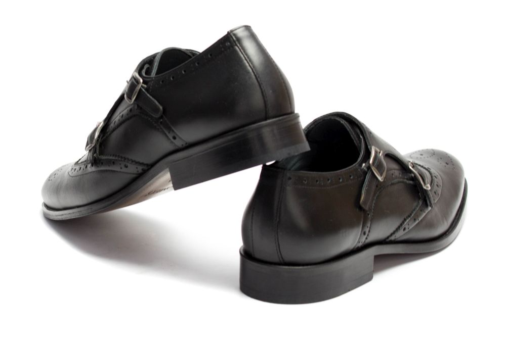 470-schwarz-11 Double Monkstrap schwarz Nappaleder