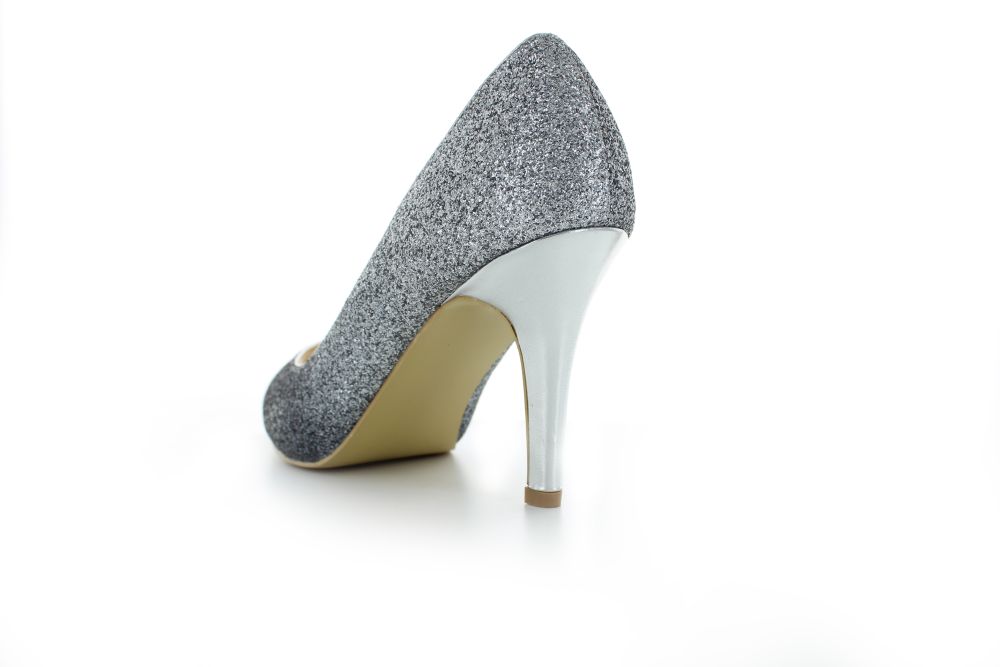 Glitter Pumps Alexandra silber schwarz
